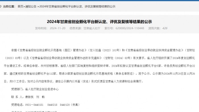 喜訊！蘭州新區(qū)專精特新化工產(chǎn)業(yè)創(chuàng)業(yè)孵化平臺(tái)被認(rèn)定為省級(jí)優(yōu)秀創(chuàng)業(yè)孵化平臺(tái)